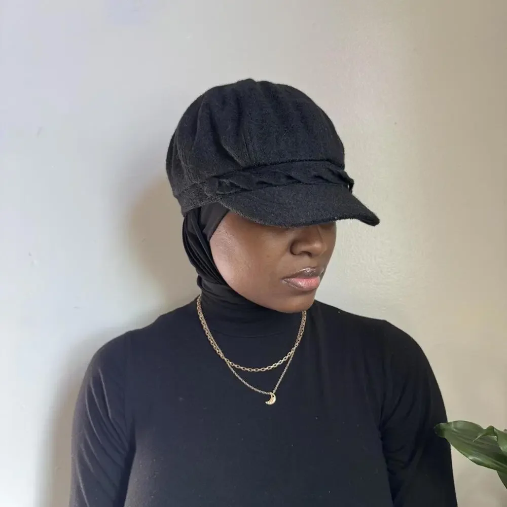 Vintage‎ Nine West Wool Blend black Newsboy Cap